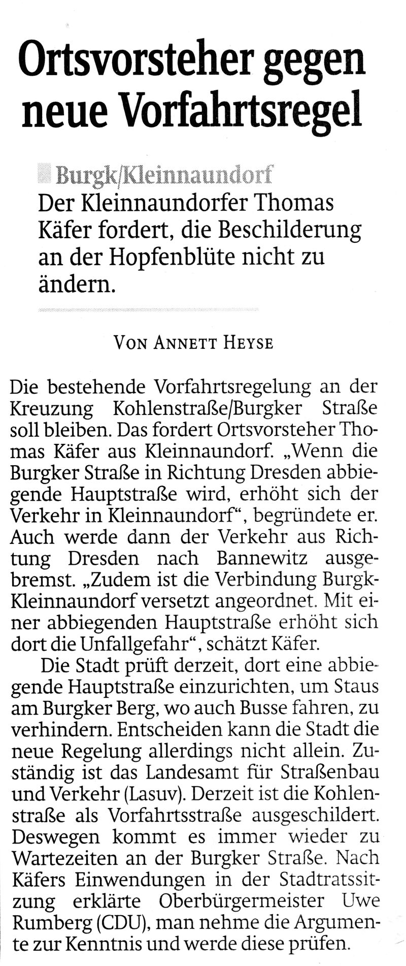 Sächsische Zeitung 12.02.2018 Vorfahrtsregelung Hopfenblüte